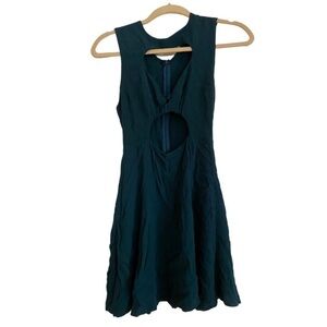 Reformation / teal  Blue Cutout crepe  Mini Dress XS